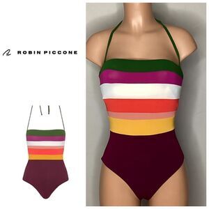 New. Robin Piccone stripe bandeau swimsuit. MSRP $162. Size 4